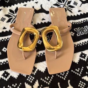 Jeffrey Campbell Nude Sandals with Gold Detail